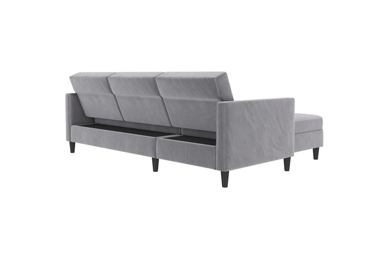 Bäddsoffa Hartford 213x153x82 cm, Grå, Sammet - 213x153x82 cm, Grå, Sammet - Möbler - Vardagsrum - Bäddsoffor