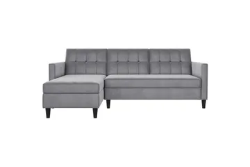 Bäddsoffa Hartford 213x153x82 cm, Grå, Sammet - 213x153x82 cm, Grå, Sammet - Möbler - Vardagsrum - Bäddsoffor