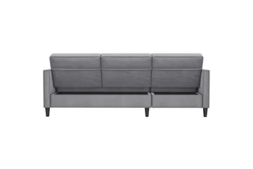 Bäddsoffa Hartford 213x153x82 cm, Grå, Sammet - 213x153x82 cm, Grå, Sammet - Möbler - Vardagsrum - Bäddsoffor