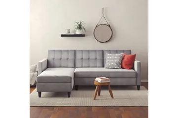 Bäddsoffa Hartford 213x153x82 cm, Grå, Sammet - 213x153x82 cm, Grå, Sammet - Möbler - Vardagsrum - Bäddsoffor