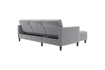 Bäddsoffa Hartford 213x153x82 cm, Grå, Sammet - 213x153x82 cm, Grå, Sammet - Möbler - Vardagsrum - Bäddsoffor