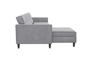 Bäddsoffa Hartford 213x153x82 cm, Grå, Sammet - 213x153x82 cm, Grå, Sammet - Möbler - Vardagsrum - Bäddsoffor