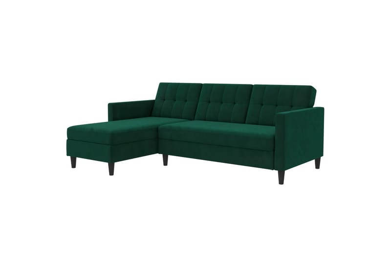 Bäddsoffa Hartford 213x153x82 cm, Grön, Sammet - 213x153x82 cm, Grön, Sammet - Möbler - Vardagsrum - Bäddsoffor