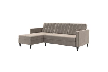 Bäddsoffa Hartford 213x153x82 cm, Taupe, Sammet