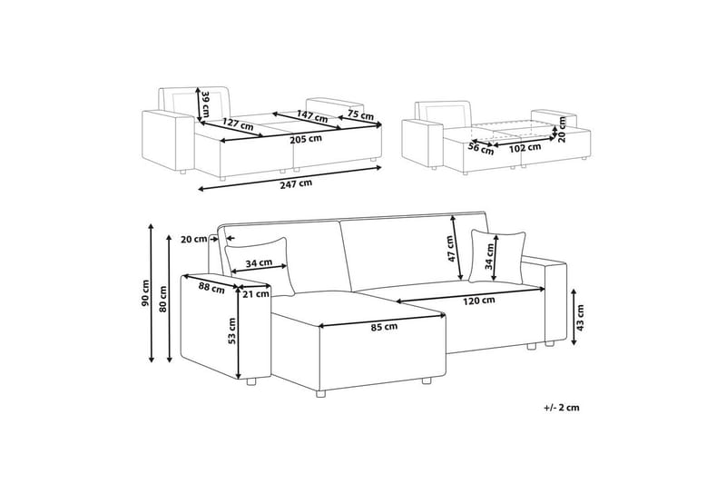 Bäddsoffa Högervänd Abacka - Brun, Svart - Möbler - Vardagsrum - Bäddsoffor