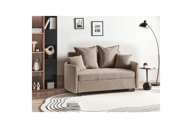 Bäddsoffa Hovin - Beige, svart - Möbler - Vardagsrum - Bäddsoffor