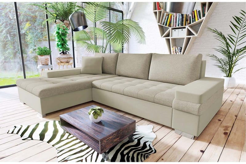 Bäddsoffa med divan - Beige - Möbler - Vardagsrum - Bäddsoffor