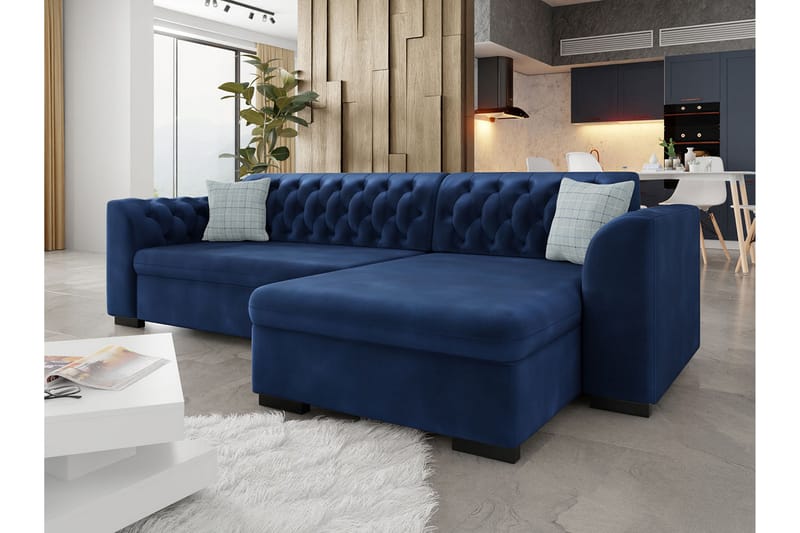 Bäddsoffa med divan - Blå - Möbler - Vardagsrum - Bäddsoffor