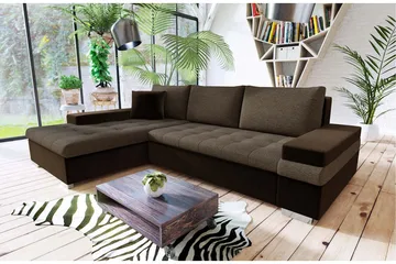 Bäddsoffa med divan - Brun - Möbler - Vardagsrum - Bäddsoffor