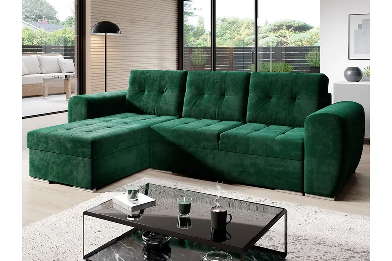 Bäddsoffa med divan - Grön - Möbler - Vardagsrum - Bäddsoffor