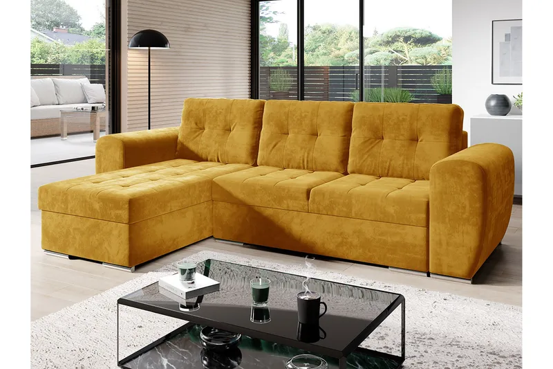 Bäddsoffa med divan - Gul - Möbler - Vardagsrum - Bäddsoffor