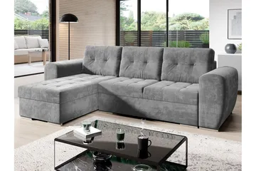 Bäddsoffa med divan - Ljusgrå - Möbler - Vardagsrum - Bäddsoffor