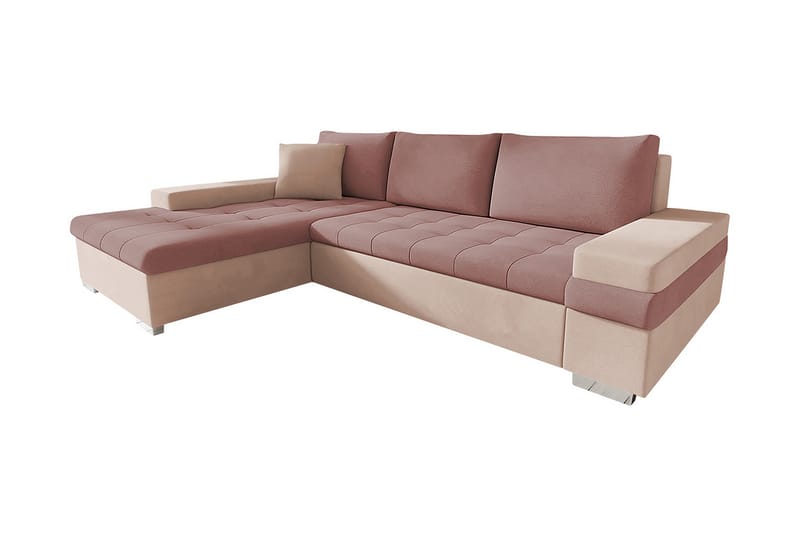 Bäddsoffa med divan - Rosa - Bäddsoffor - Bäddsoffa divan