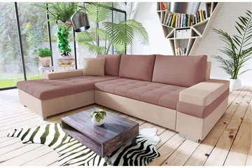Bäddsoffa med divan - Rosa - Möbler - Vardagsrum - Bäddsoffor