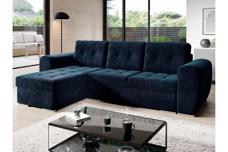 Bäddsoffa med divan - Svart - Möbler - Vardagsrum - Bäddsoffor