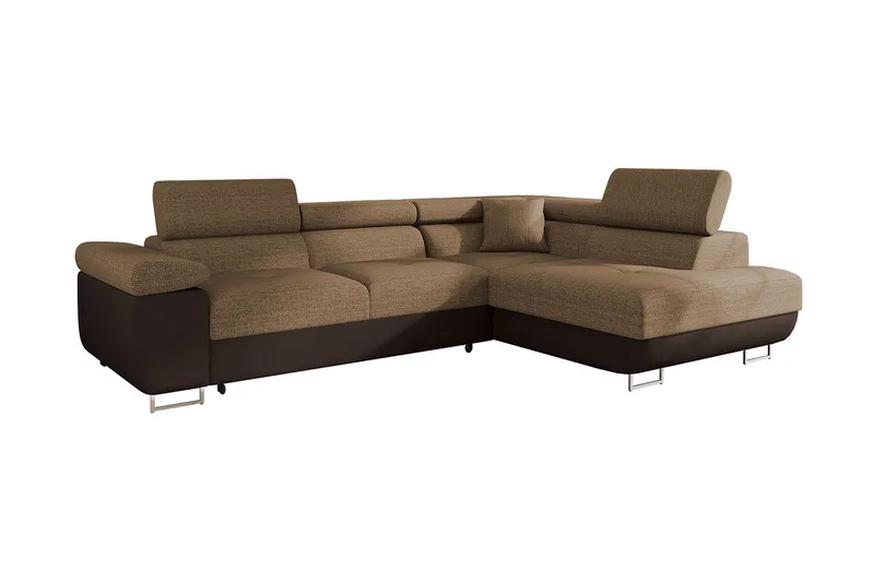 Bäddsoffa med schäslong - Brun - Möbler - Vardagsrum - Bäddsoffor