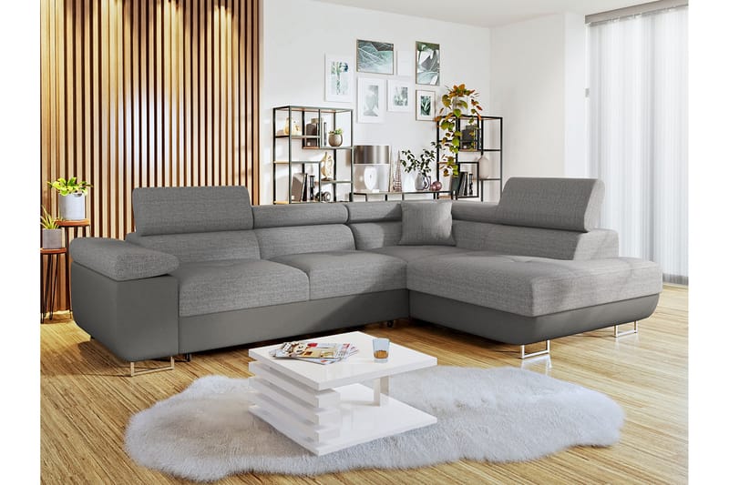 Bäddsoffa med schäslong - Grå - Möbler - Vardagsrum - Bäddsoffor