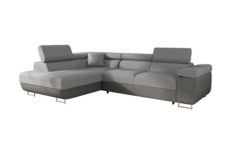 Bäddsoffa med schäslong, Grå