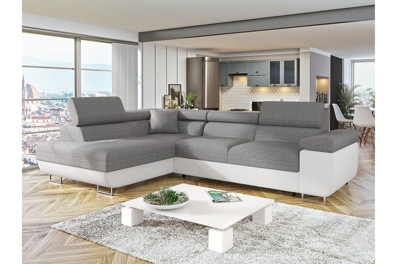 Bäddsoffa med schäslong - Grå - Möbler - Vardagsrum - Bäddsoffor