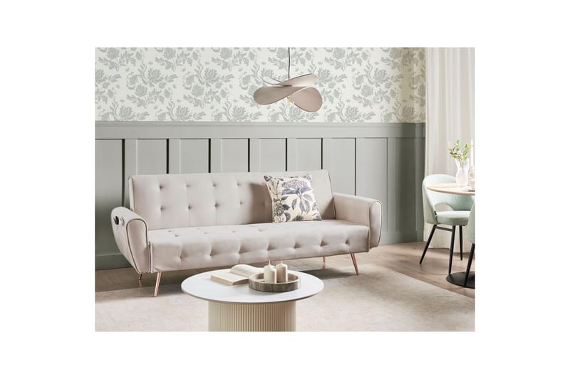 Bäddsoffa Selnes - Beige, koppar - Möbler - Vardagsrum - Bäddsoffor