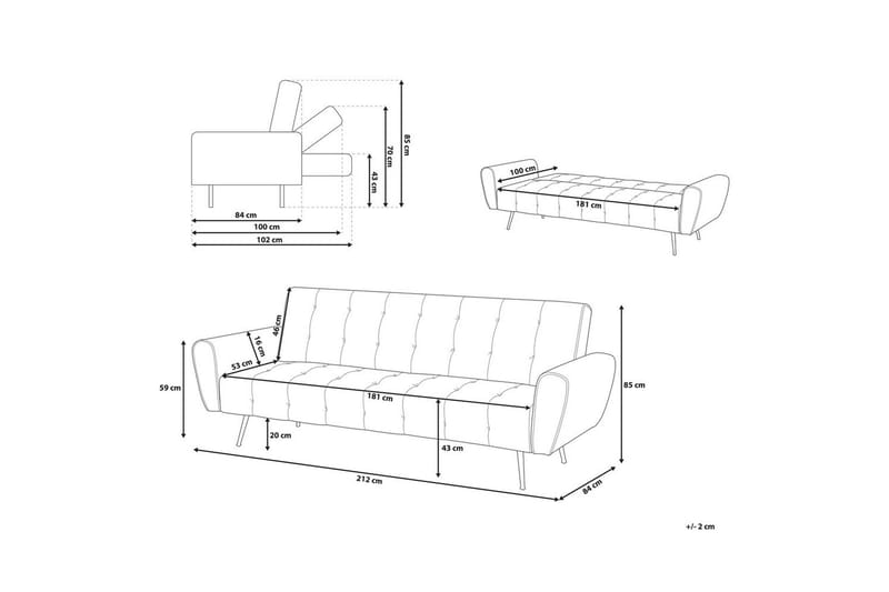Bäddsoffa Selnes - Beige, koppar - Möbler - Vardagsrum - Bäddsoffor