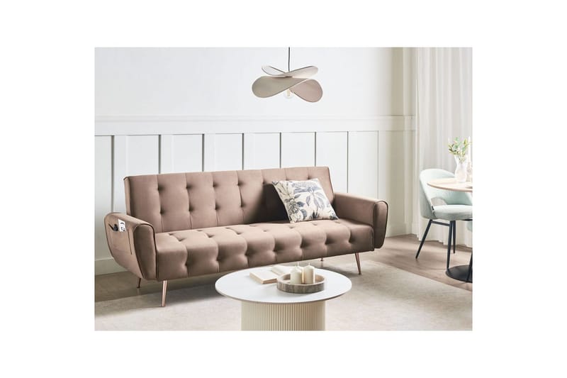 Bäddsoffa Selnes - Brun, koppar - Möbler - Vardagsrum - Bäddsoffor