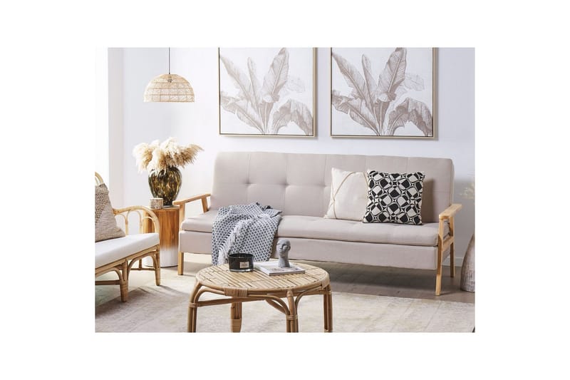 Bäddsoffa Tjorn - Beige, ljust trä, 185x110 cm - Möbler - Vardagsrum - Bäddsoffor