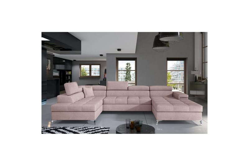 Hörnsoffa Eltap Eduardo 337x205x88 cm, Omega 91, Rosa, Vänster