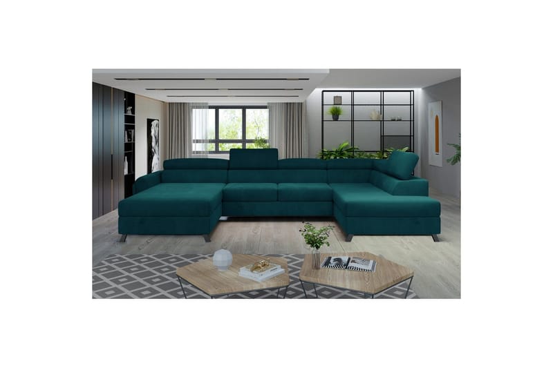 Hörnsoffa Eltap Josette 360x200x92 cm - Mat Velvet 75, Grön, Höger - Möbler - Vardagsrum - Bäddsoffor - U bäddsoffa