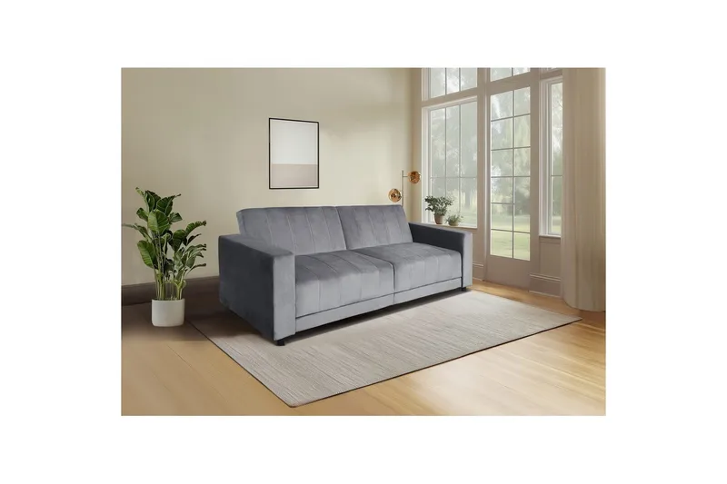 Bäddsoffa utan divan & schäslong Loft24 Bäddsoffa Loft24 Allie II Grey Velvet - Möbler - Vardagsrum - Bäddsoffor