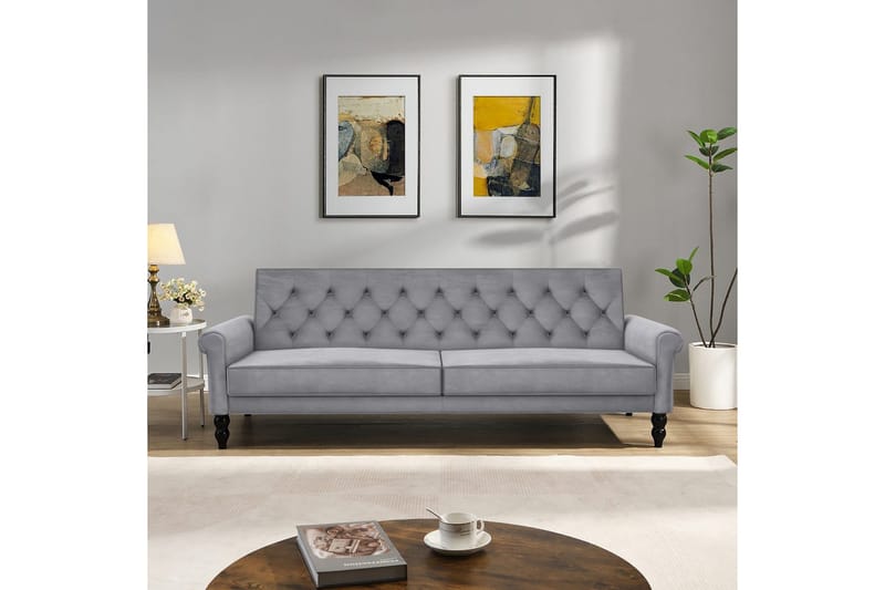 Bäddsoffa utan divan & schäslong Loft24 Tyne Bäddsoffa 3-sits Grå - Möbler - Vardagsrum - Bäddsoffor
