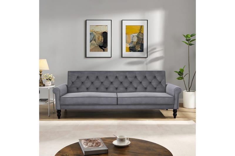 Bäddsoffa utan divan & schäslong Loft24 Tyne Bäddsoffa 3-sits Mörkgrå - Möbler - Vardagsrum - Bäddsoffor