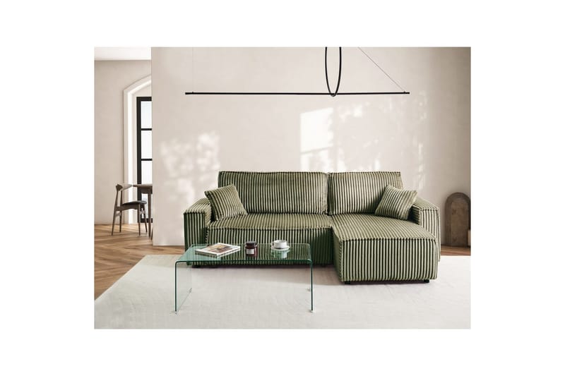 Bäddsoffa Vänstervänd Abacka - Grön, Svart - Möbler - Vardagsrum - Bäddsoffor