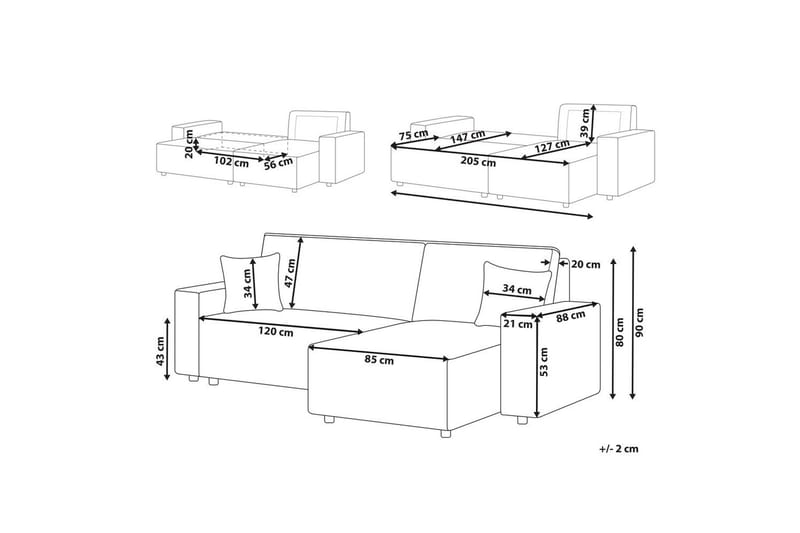 Bäddsoffa Vänstervänd Abacka - Grön, Svart - Möbler - Vardagsrum - Bäddsoffor