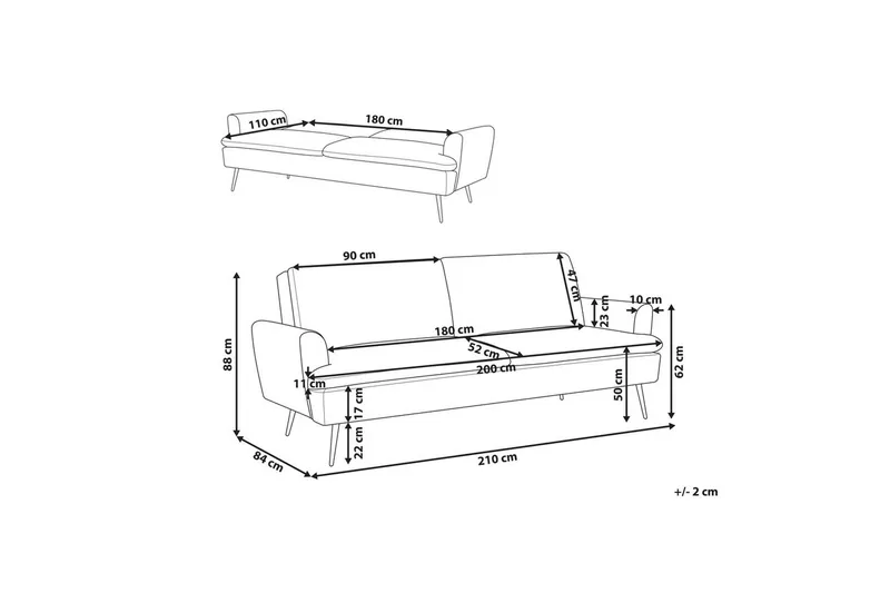 Bäddsoffa Vettre - Vitt, guld - Möbler - Vardagsrum - Bäddsoffor