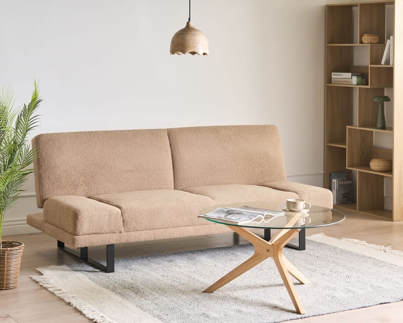 Bäddsoffa York Bouclé - Sandbeige - Möbler - Vardagsrum - Bäddsoffor - 2-sits bäddsoffa