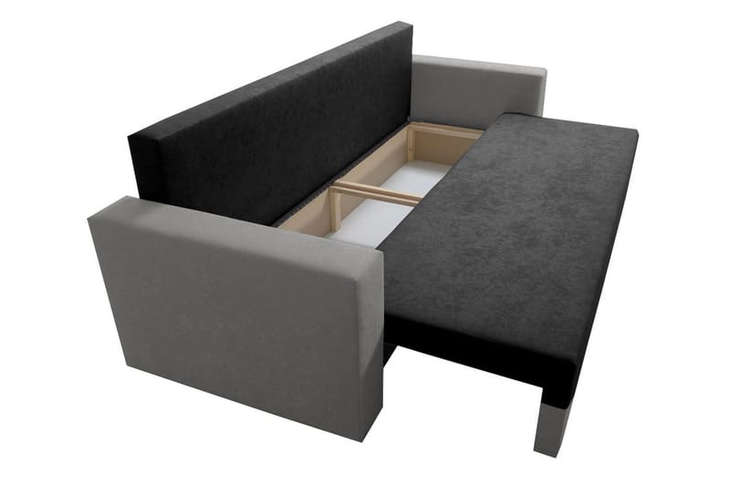 Banaso 3-sits Längsbäddad Bäddsoffa 130x200 cm med Förvaring i Sammet - Röd|Svart - Möbler - Vardagsrum - Bäddsoffor