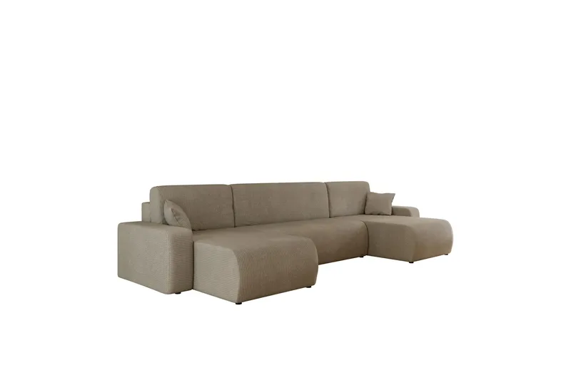 Barile Bäddsoffa Dubbeldivan 4-sits i Plysch - Brun - Möbler - Vardagsrum - Bäddsoffor - U bäddsoffa