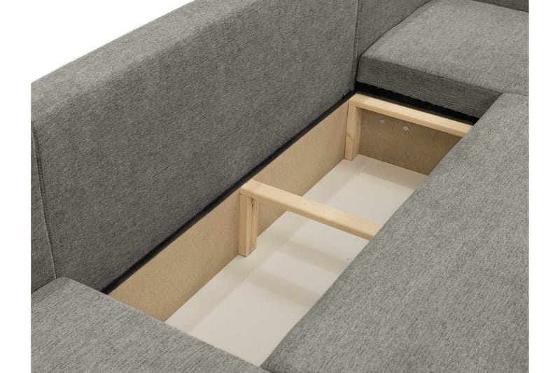 Barile Bäddsoffa Dubbeldivan 4-sits i Plysch - Grå - Möbler - Vardagsrum - Bäddsoffor - U bäddsoffa