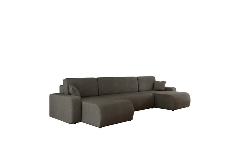 Barile Bäddsoffa Dubbeldivan 4-sits i Plysch - Grå - Möbler - Vardagsrum - Bäddsoffor - U bäddsoffa