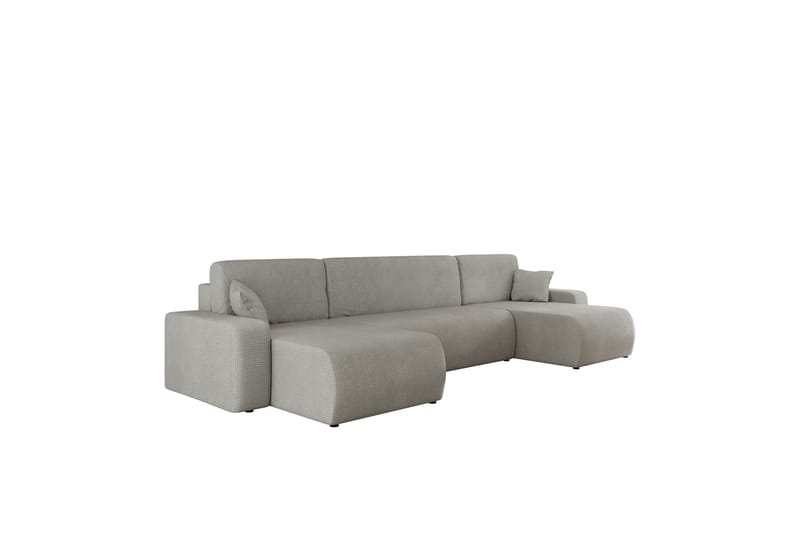 Barile Bäddsoffa Dubbeldivan 4-sits i Plysch - Grå - Möbler - Vardagsrum - Bäddsoffor - U bäddsoffa