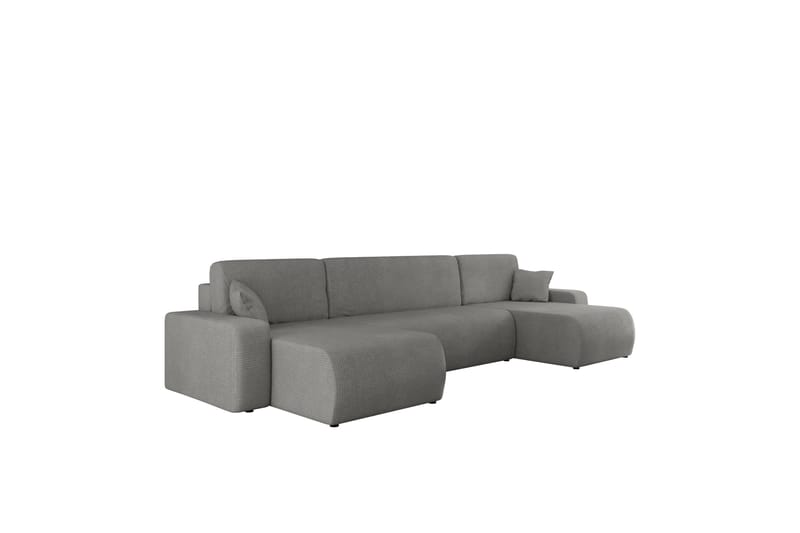 Barile Bäddsoffa Dubbeldivan 4-sits i Plysch - Grå - Möbler - Vardagsrum - Bäddsoffor - U bäddsoffa