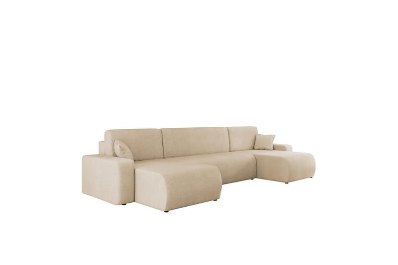 Barile Bäddsoffa Dubbeldivan 4-sits i Plysch - Beige - Möbler - Vardagsrum - Bäddsoffor - U bäddsoffa