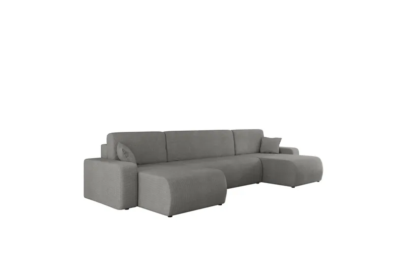 Barile Bäddsoffa Dubbeldivan 4-sits i Plysch - Grå - Möbler - Vardagsrum - Bäddsoffor - U bäddsoffa