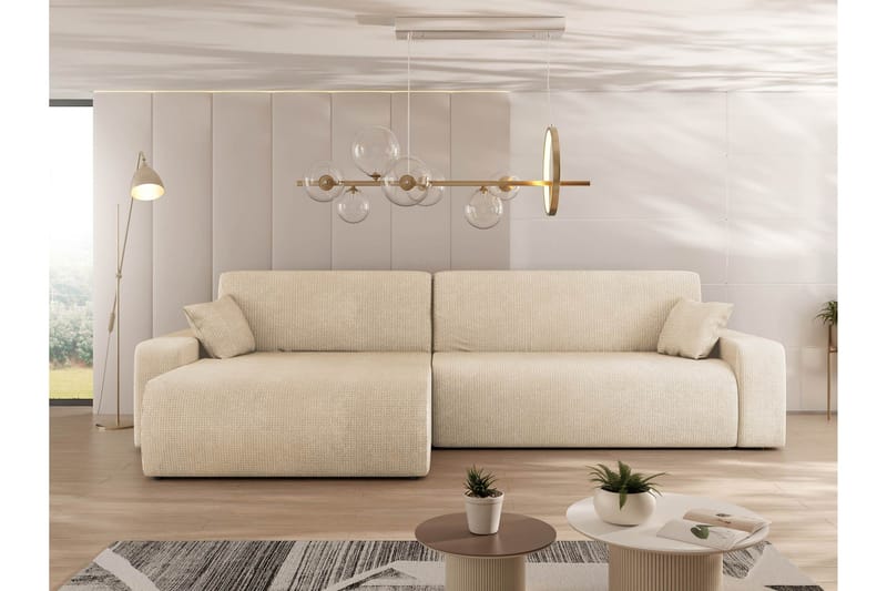 Barile Bäddsoffa med Divan 3-sits i Plysch - Beige - Möbler - Vardagsrum - Bäddsoffor