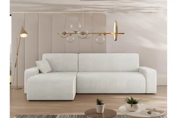 Barile Bäddsoffa med Divan 3-sits i Plysch - Vit - Möbler - Vardagsrum - Bäddsoffor