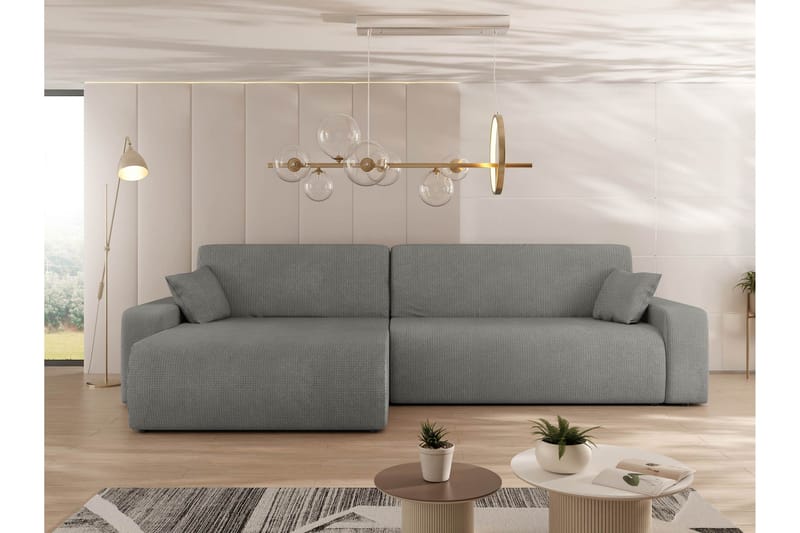 Barile Bäddsoffa med Divan 3-sits i Plysch - Grå - Möbler - Vardagsrum - Bäddsoffor