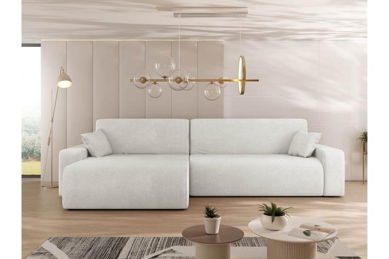 Barile Bäddsoffa med Divan 3-sits i Plysch - Vit - Möbler - Vardagsrum - Bäddsoffor