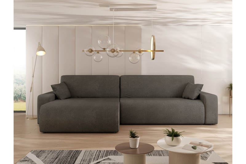 Barile Bäddsoffa med Divan 3-sits i Plysch - Grå - Möbler - Vardagsrum - Bäddsoffor