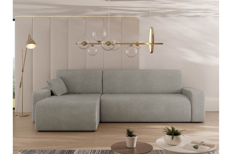 Barile Bäddsoffa med Divan 3-sits i Plysch - Grå - Möbler - Vardagsrum - Bäddsoffor